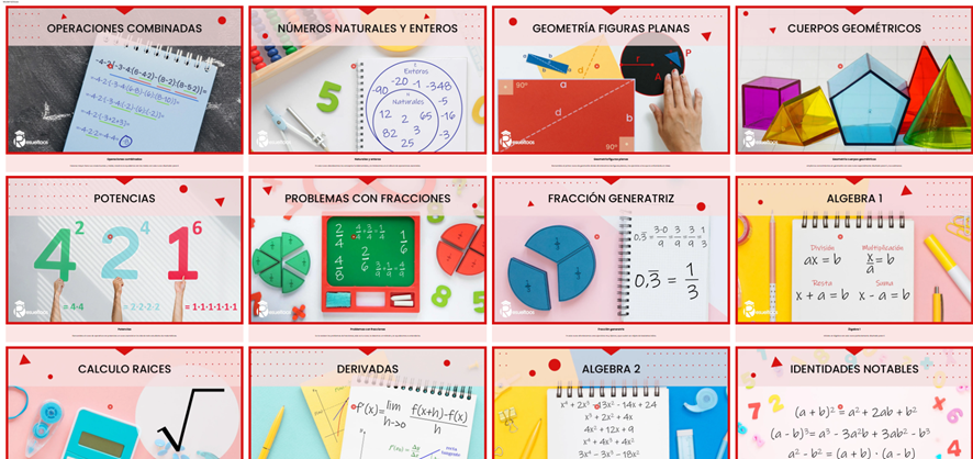 Diferentes cursos especiales para mejorar nivel en matemáticas, física, química, lengua y literatura  en plataforma educativa de clases particulares interactivas Resueltoos