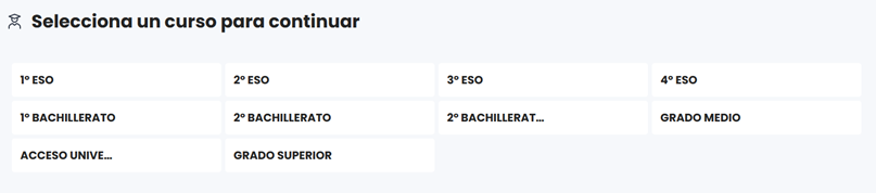 Selector de curso para miembros invitados a resueltoos