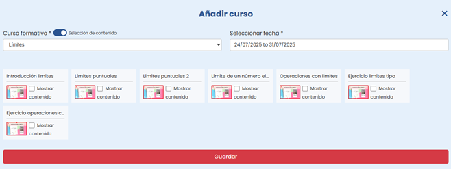 Los cursos pueden incluir contenidos teóricos, prácticos y finales, así como actividades de ampliación.