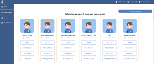 Panel padres, madres o tutores en plataforma educativa resueltoos