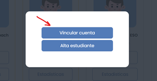 Selector modal de vincular estudiante o dar de alta nuevo estudiante